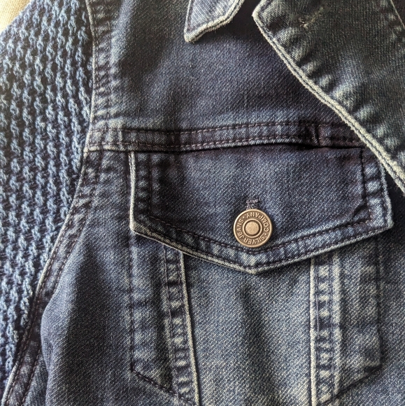 NWT Knit sleeve denim jacket - Picture 5 of 7